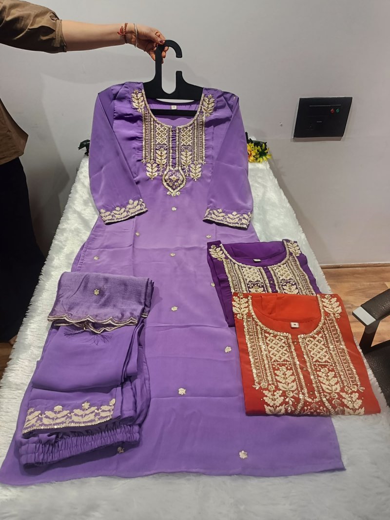 Pragati By Vitara Crape Silk Size Combo Kurtis Set